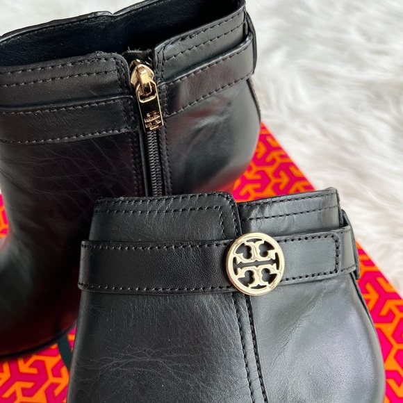 Tory Burch Black Bristol Equestrian Calf Ankle Bootie Shoes 7.5 - Picture 7 of 11